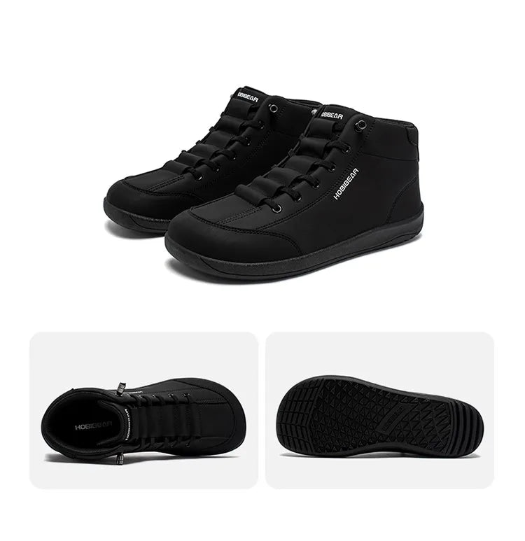 HOBIBEAR Mid Top Barefoot Shoes Mens Womens Wide Toe Ankle Boots Outdoor Non-Slip Artificial Leather Shoes