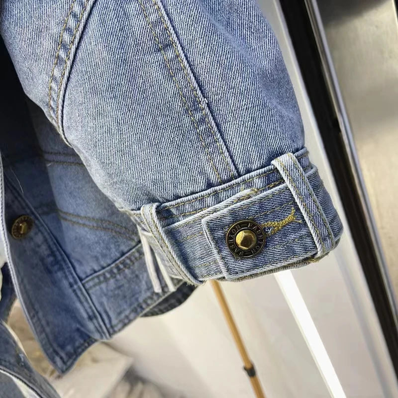 Womens Coats Spring New 100%Natural Real Fox Fur Collar Fashion Short Denim Jacket Luxury Goose Down Puffer Jackets Clothing