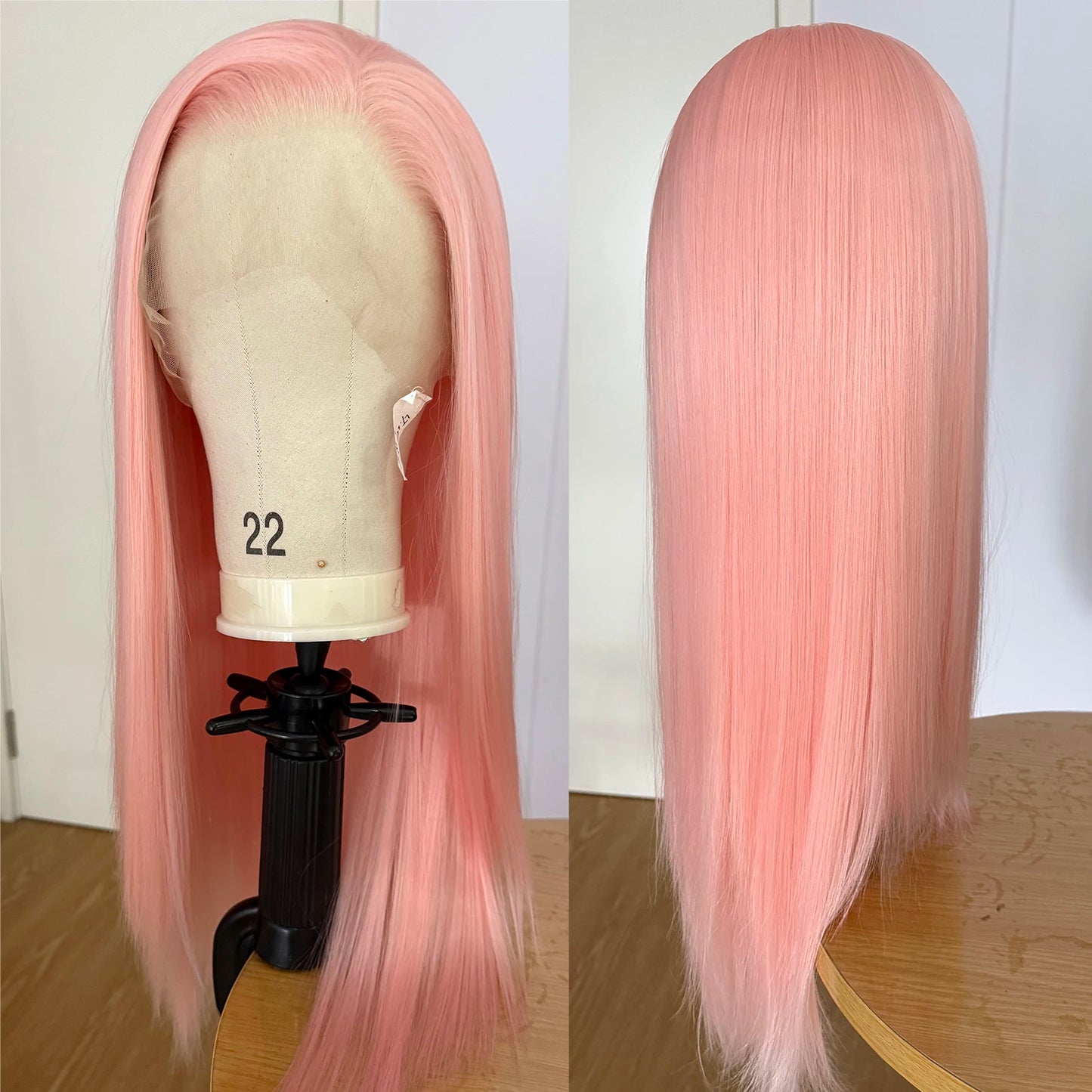 Light Pink Lace Wig 13x4 Long Straight Synthetic Lace Front Wigs for Women Heat Resistant Natural Hairline Daily Cosplay Party