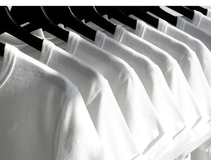 Heavyweight Impermeable 300g Carbon Matte Pure Cotton Thick Short Sleeved T-shirt Men and Women Pure White Simple Base Shirt