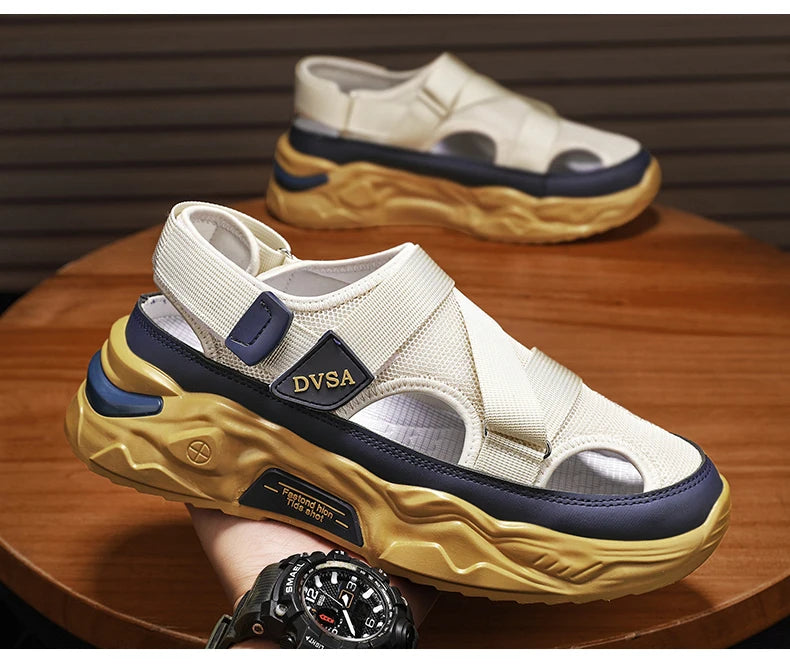 Summer Men Sandals Genuine Leather Mens Casual Shoes Outdoor Men Leather Sandals for Men Beach Shoes Roman mens Shoes