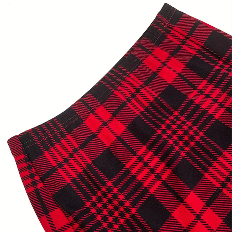 Plaid Skirt Sexy Micro Skirt Offiece Lady Red Green Elegant Pencil Mini Skirts Streetwear High Waist Lady Short Skirt for Women