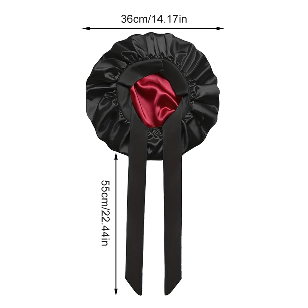 Silk Satin Hair Cap For Sleeping Bonnets For Women Round Haircare Women Headwear Night Hat Reversible Head Cover