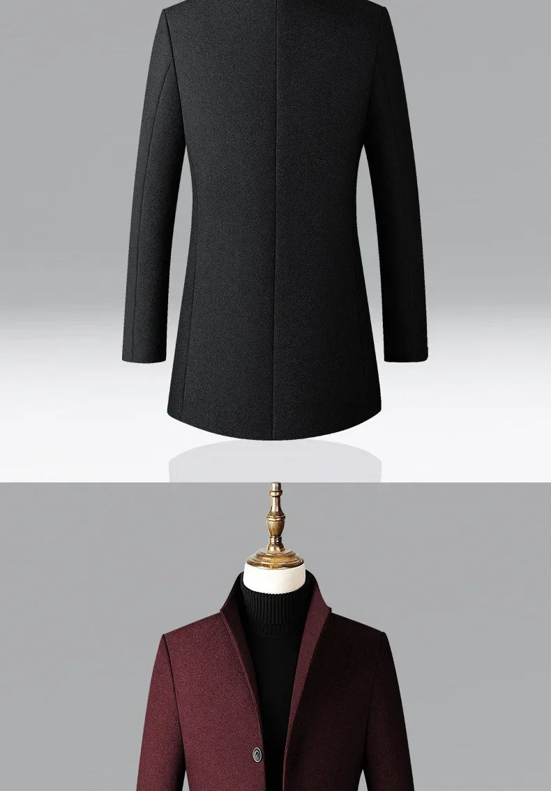 TFETTERS Brand Trench Coat Korean Fashion Business Casual Stand Collar Long Jackets for Men 2025 Autumn Windbreaker Winter Coats