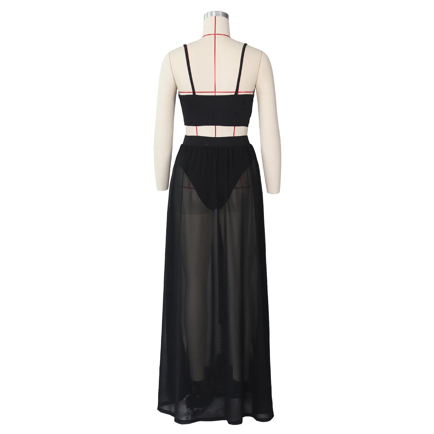 Women Sexy Yellow Solid Sleeveless V-Neck Holiday Two-Piece Suit Set Spaghetti Strap Crop Top & Maxi Slit Skirt Sets