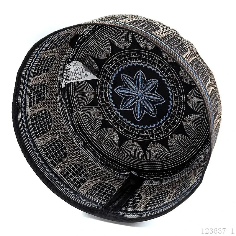 New Muslim Men Prayer Cap Hat Cotton Embroidery Saudi Arabia Islamic Hat Cap Men Headscarf Topkippot Turban  Leisure Saudi Cap