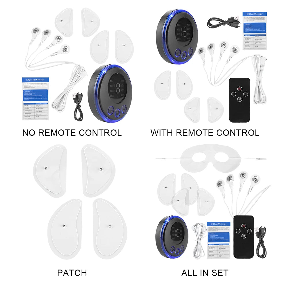 EMS Facial Massager Face Tightening Tool Anti-Wrinkle Anti-Aging Beauty Device USB Charging 8 Modes 19 Levels for Neck Face