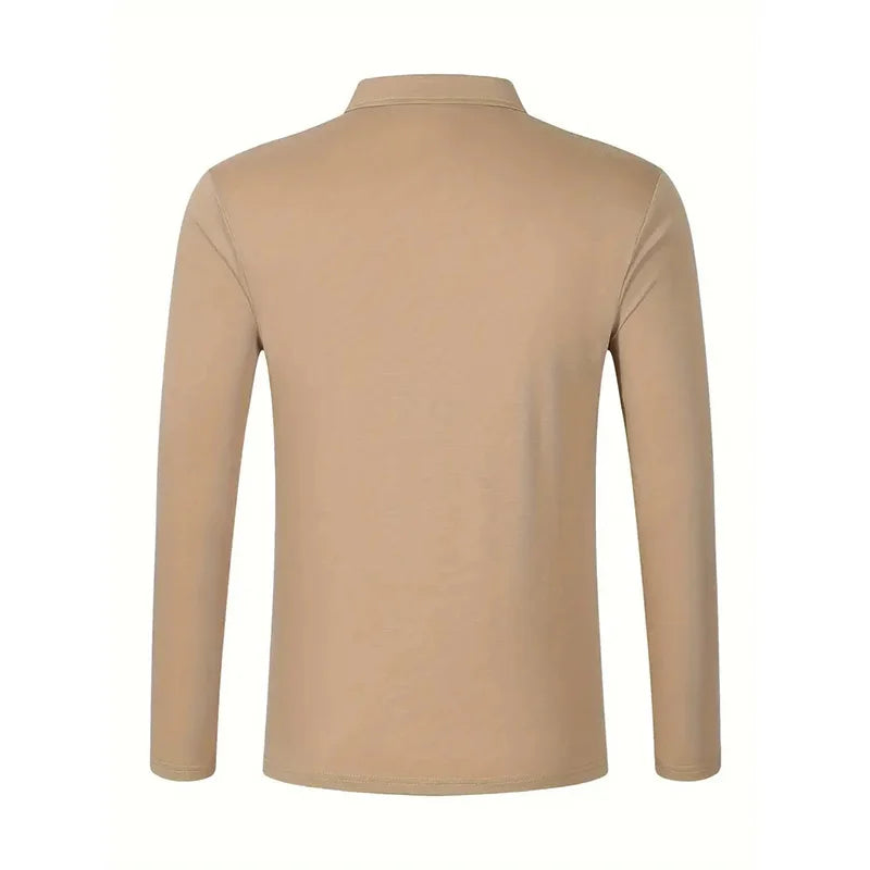 Spring and Autumn Men's Polo Shirt Lapel Pocket T-shirt Men's Business Casual Long sleeved European and American Plus Size