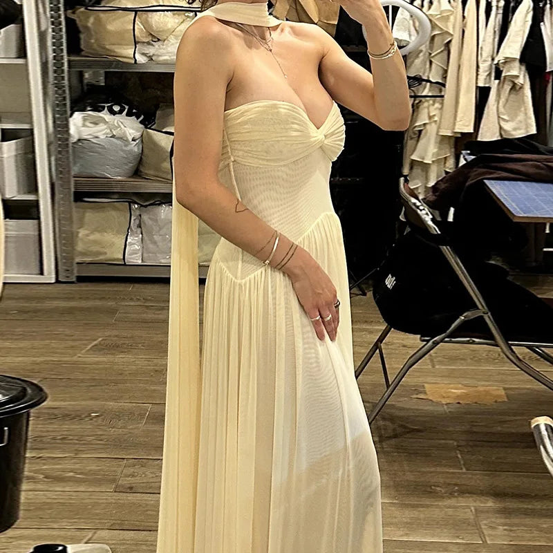 Temperament Girdling Solid Color Party Dress 2025 & 2926 Women Bodycon Tube Tops Evening Dress Elegant Full Length Gala Dress Mujers