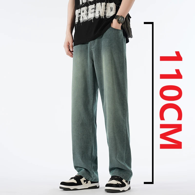 Spring New 190 Tall Boys Big Size Extra Long Pants Plus-size Men's Wear Extra Long Length 115cm Pants Loose Straight-leg Jeans