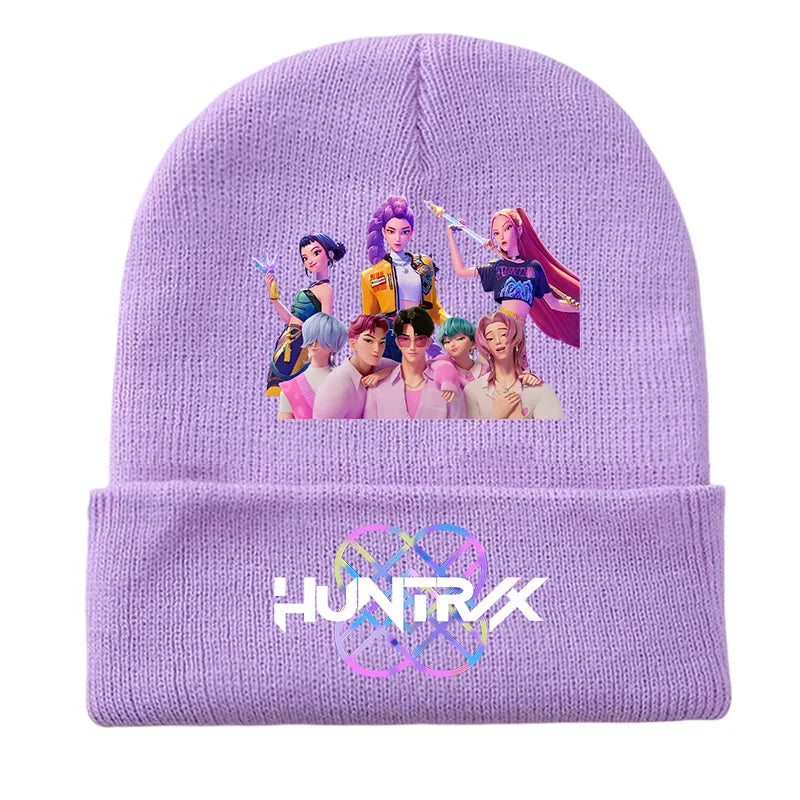 K Pop Demon Girls Knitted Hats Kpop Hunter Cartoon Children Headgear Cotton Winter Cute Cap Anime Kids Navidad Birthday Gifts