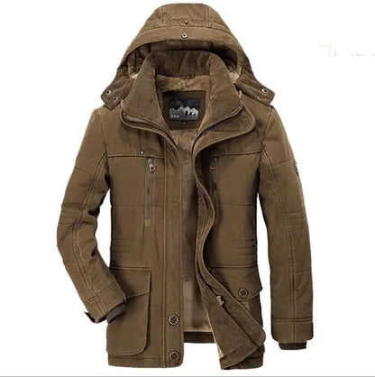 New Men Winter Fleece Warm Thick Windproof Parkas Jackets Coat Men Autumn Fashion Hooded Casual Parkas Men