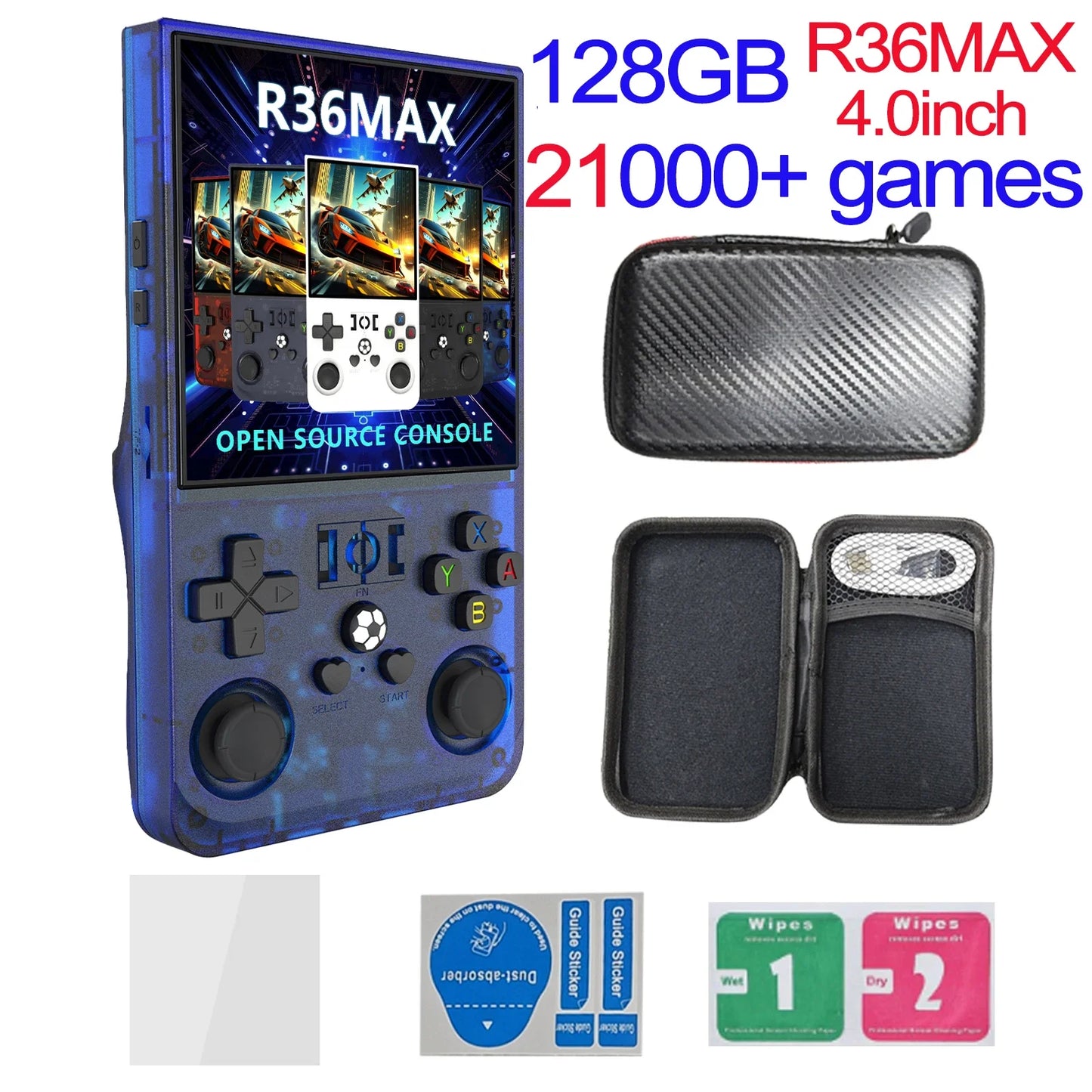 R36MAX Game Console 64GB 128GB 18000+GAMES Linux System 4.0inch K36 vs R36S 3.5inch Pocket Video Player No Download Required