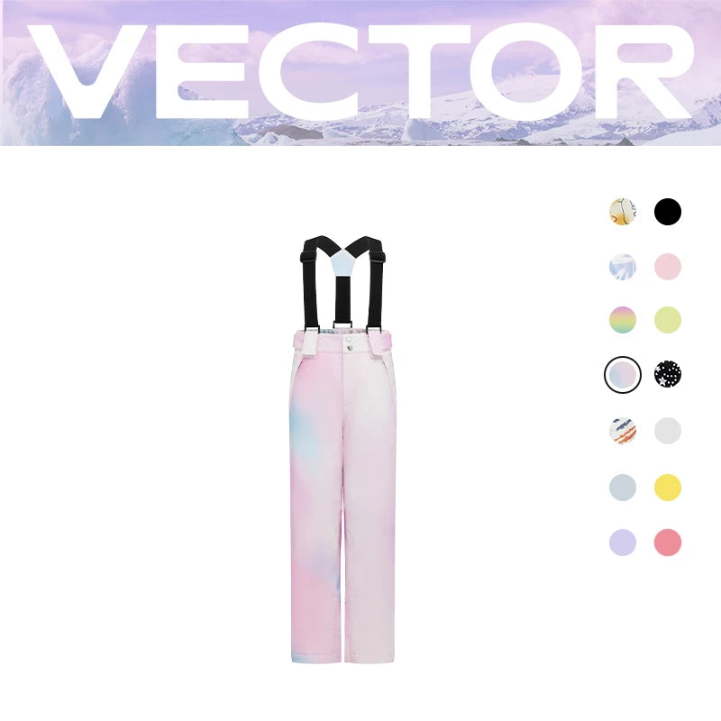 VECTOR Ski Pants Boys Girls Children Outdoor High-quality Windproof, Waterproof and Warm Snow Winter Ski Snowboard Pants Brand