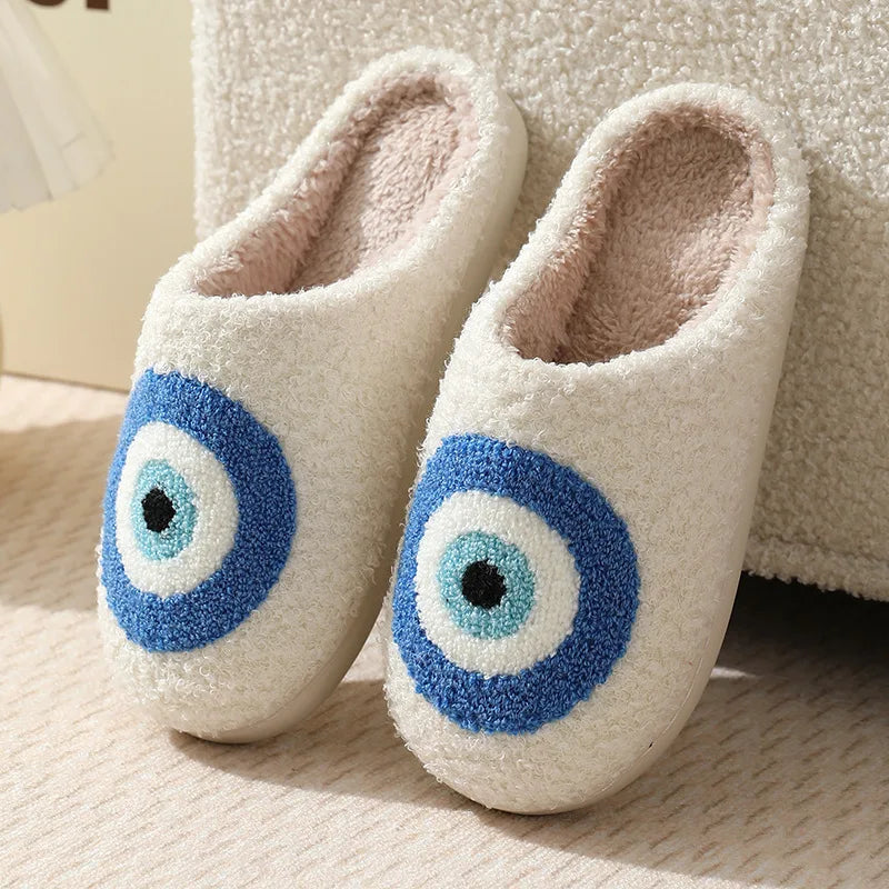 Christmas Elk Warm Cotton Slippers Women Winter Comfortable Home Slides Cute Furry Reindeer Warm Plush Sandals for Men Women
