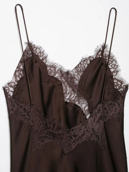 UNIZERA Women's Lace Asymmetrical Dress Sexy Suspender Summer 2025 New Temperament Fashionable