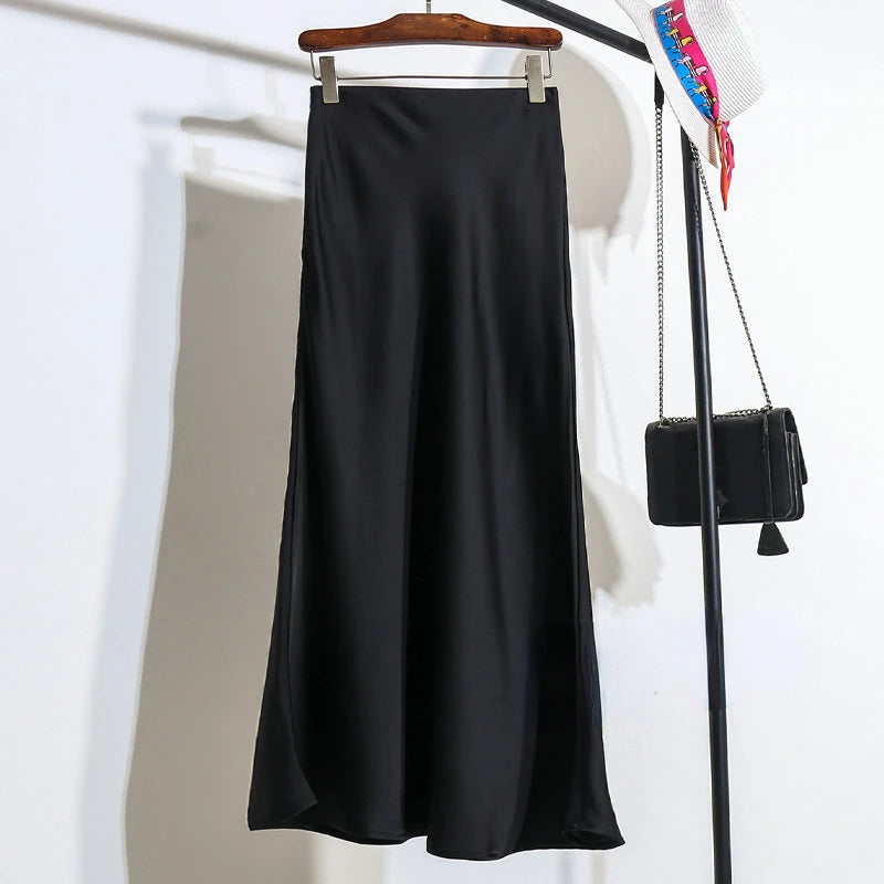 Acetic Satin Fishtail Skirt Woman Korean Fashion Elastic High Waist Skirts for Women Spring/summer 2026 New Slim Long Dresses
