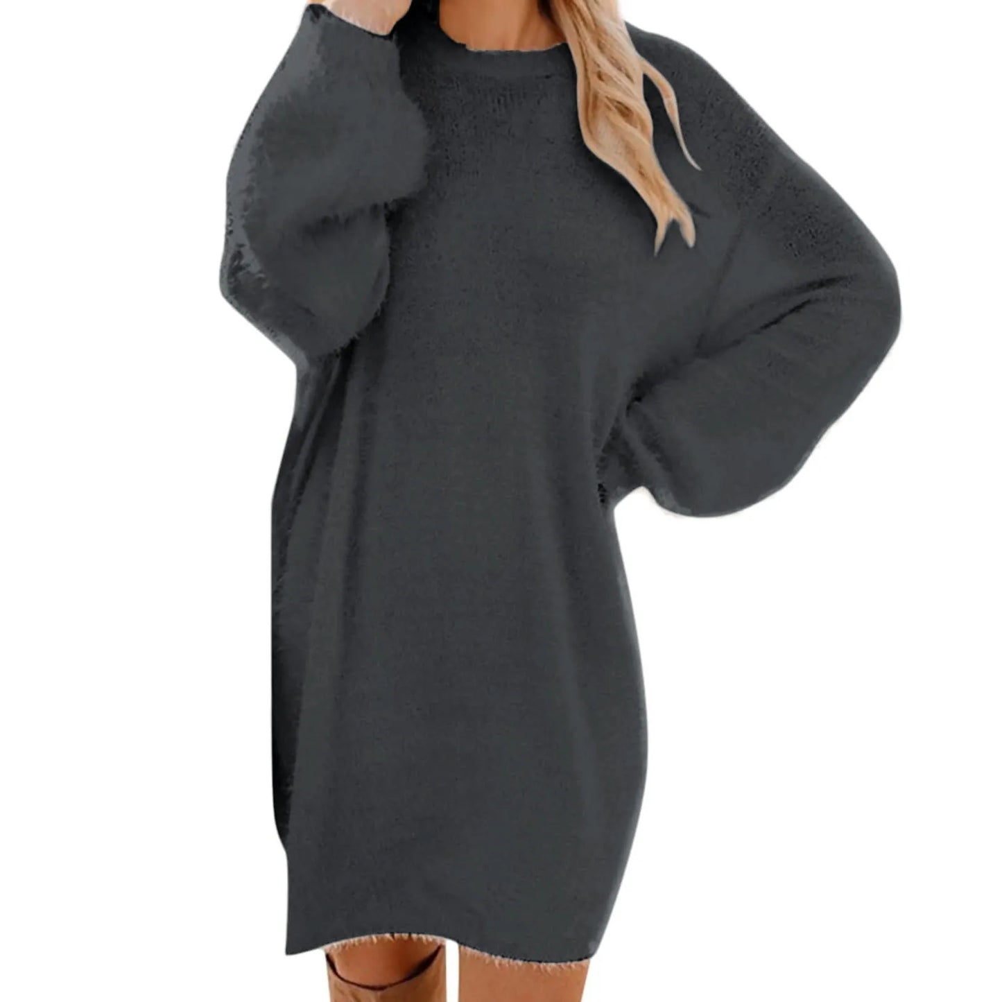 Women Winter Sweater Knit Crewneck Warm Long Sleeve Casual Sweatshirts Dress Casual Breathable Winter Warm Comfort Dress