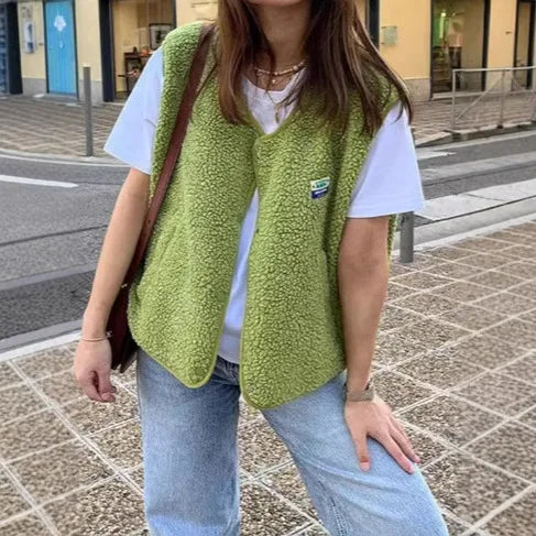 Faionable Women's Svel ort Vest Thiened Polyester Fiber Folded  Windbreaker Jaet for Spring Season