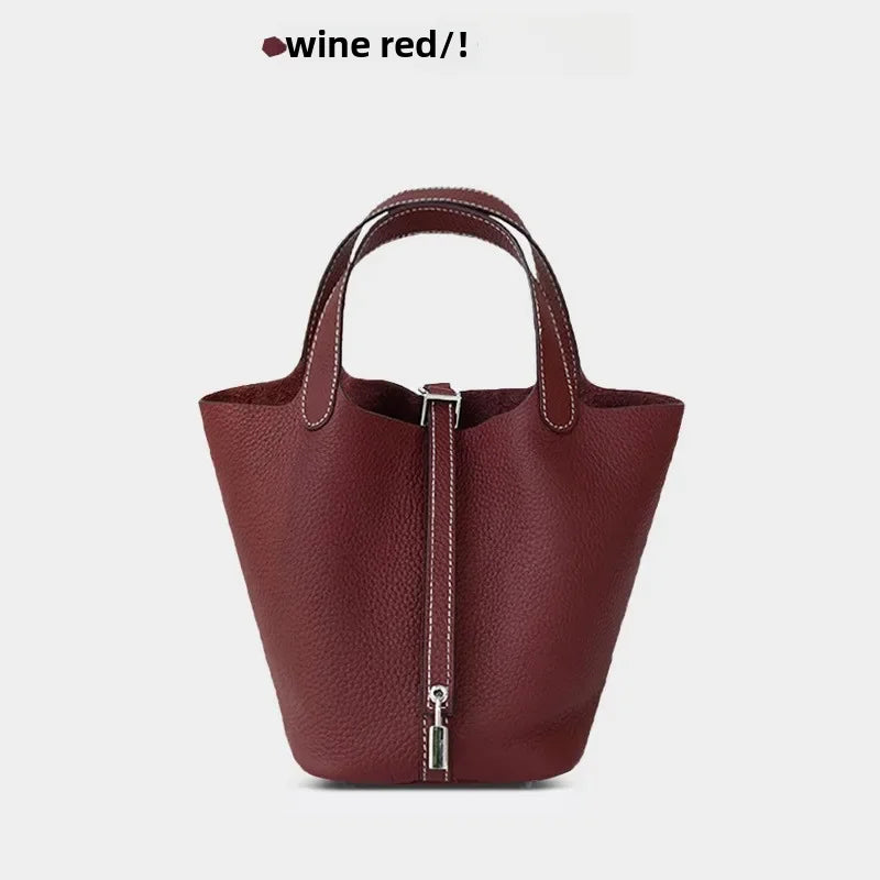 Autumn/winter Nichedesign Women's Bucket Bag Genuine Leather Handbag Mother-child Bag Tote For Ladies
