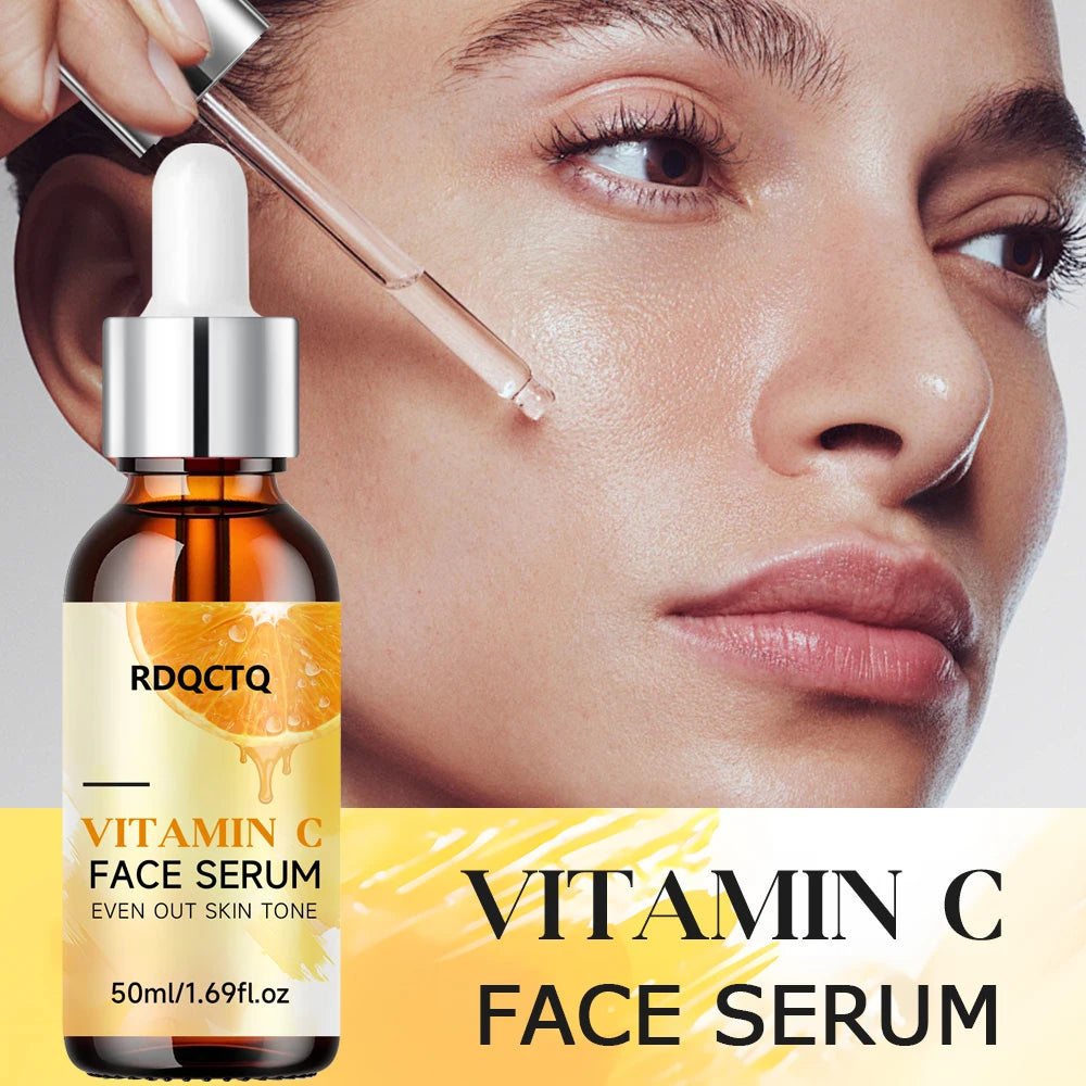 RDQCTQ Vitamin C Whitening Serum Remove Freckles Dark Spots Fade Melasma Melanin Brighten Repair Dull Face Essence Skin Care