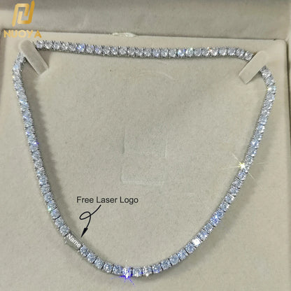 Hip Hop Jewelry Cubic Zirconia Iced Out Tennis Chain Iced Out 18k Gold Plated Bling Necklace For Women Free Custom Laser Logo