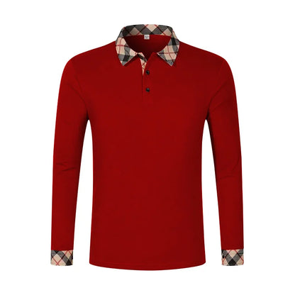 Spring and Autumn Men's Polo Shirt Lapel Pocket T-shirt Men's Business Casual Long sleeved European and American Plus Size