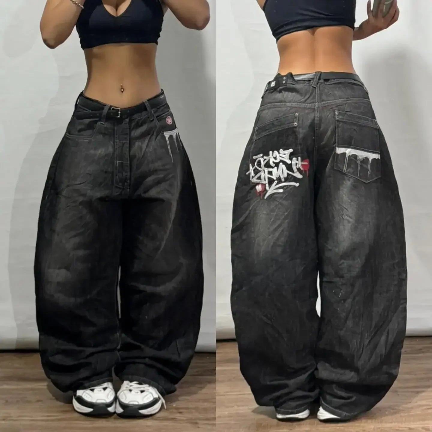 Y2K Best Selling Explosions Men and Women With Retro Embroidery Baggy Jeans Harajuku Rock Hip-Hop Casual Joker Wide Trousers