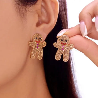 Merry Christmas Pearl Flower Star Bell Long Tassel Dangle Earrings for Women Shiny Crystal Zircon Snowflake Earring Girl Jewelry
