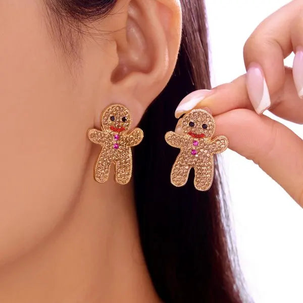 Merry Christmas Pearl Flower Star Bell Long Tassel Dangle Earrings for Women Shiny Crystal Zircon Snowflake Earring Girl Jewelry