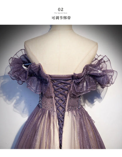 Evening Dress Women 2024 New Autumn And Winter Temperament Banquet Host Fairy Celebrity Slim Dress Wedding Bridesmaid prom dress