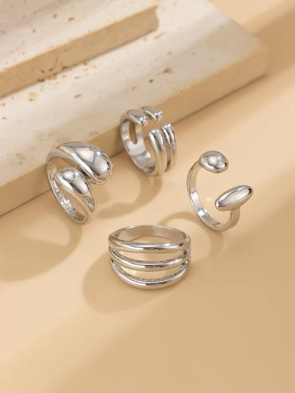 DIEZI 4pcs/set New Hip Hop Metal Finger Rings For Women Girls Men Punk Gold Silver Color Geometric Knuckle Joint Ring Jewelry