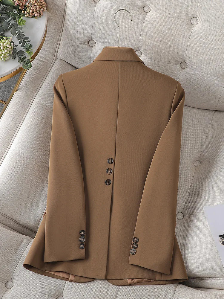 Fashion Women Casual Blazer Ladies Pink Black Blue Coffee Long Sleeve Single Button Female Jacket For Autumn Winter