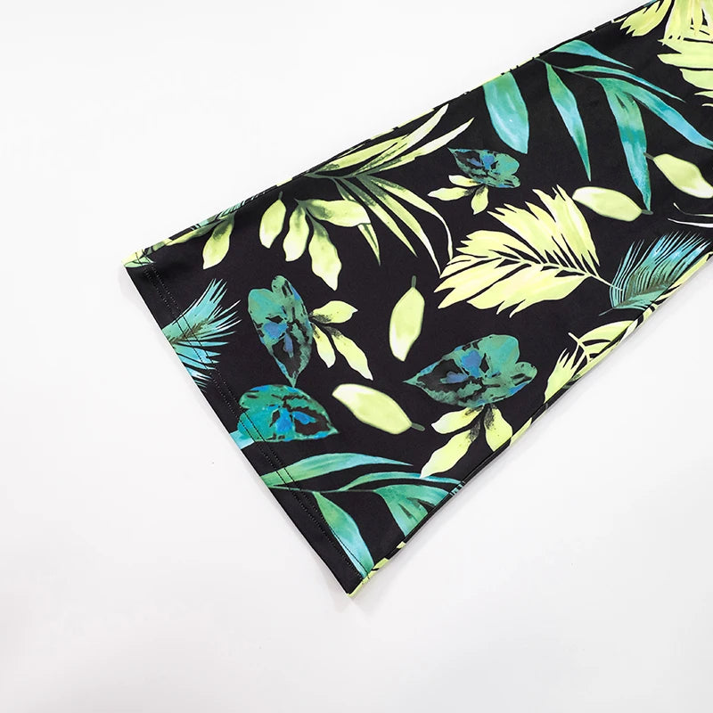 CUTENOVA Women'S V-Neck Tropical Botanical Print Hanging Neck Tie Backless Slim Flare Jumpsuit Fashion Elegant Street Jumpsuit