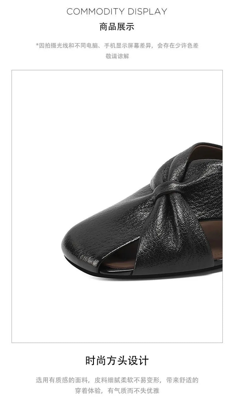 2025 Women Fashionable and Versatile Shoes Brand Slippers Casual and Comfortable Bowknot Casual Leather Slippers