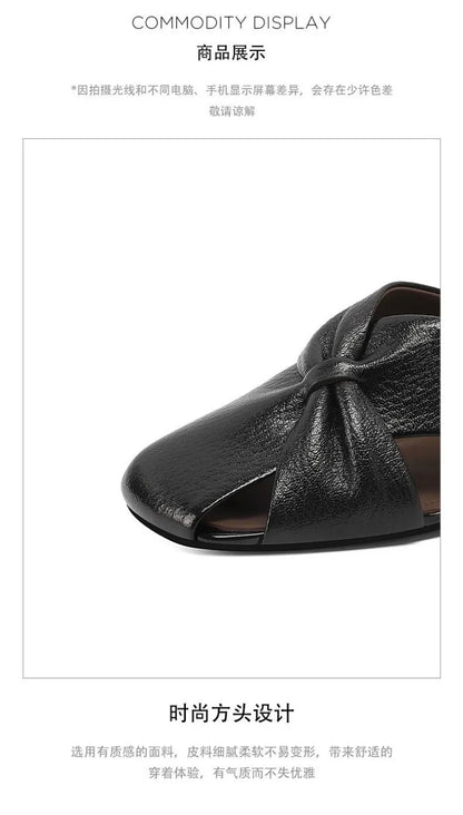 2025 Women Fashionable and Versatile Shoes Brand Slippers Casual and Comfortable Bowknot Casual Leather Slippers