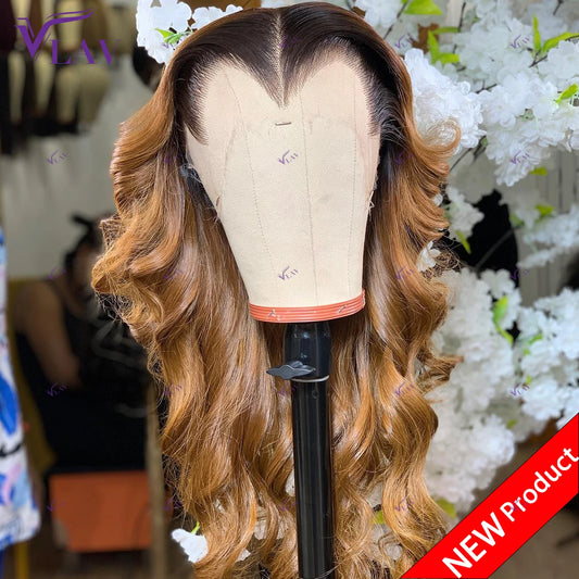 T1B/27 Highlight Glueless Human Hair Wigs 13×6 HD Transparent Lace Frontal Wigs 13×4/360 HD Lace PrePlucked For Woman Body Wave