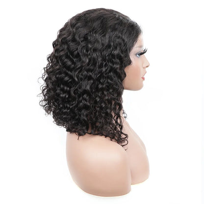 Wear And Go Glueless Human Hair Wig Bob Brazilian Water Wave Short Bob 4x4 Lace Closure Pre Plucked Human Wigs Ready To Go