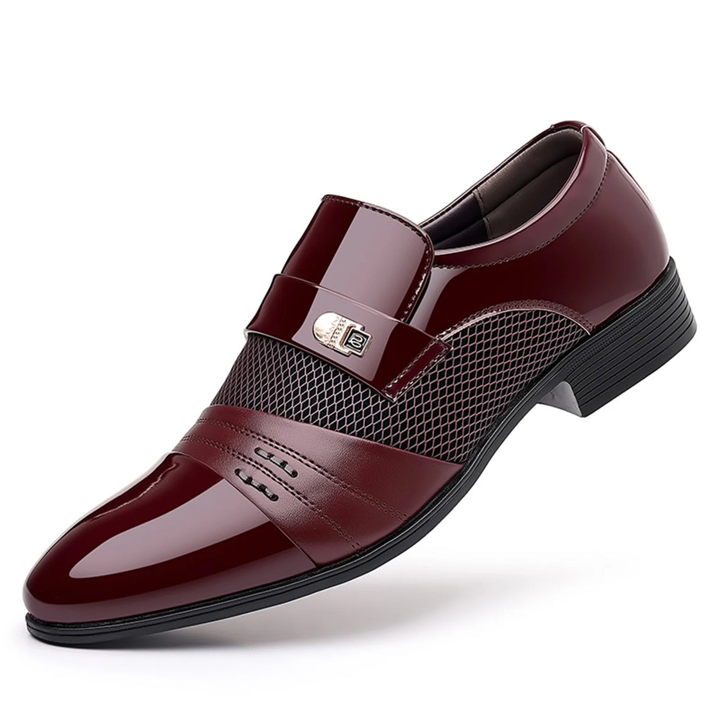 Men's Slip On Business Shoes Glossy Pointed Toe Uniform Modern Office Shoes Suitable for Office Evening Party