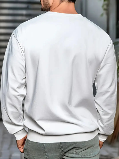 Men's autumn and winter fashionable casual loose FACE THE FUTURE graphic printed long sleeved round neck sweatshirt