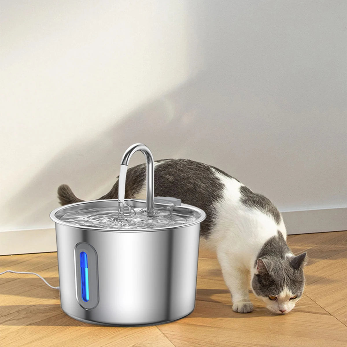 2.2L Stainless Steel Cat Water Fountain,Pet Water Dispenser With Filter,Dog Drinking Fountain For Cats,Ultra Quiet Water Pump