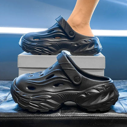 Summer New High-quality EVA Perforated Breathable Wearable Casual Solid Color Simple Thick-soled Large-sized Couple Sandals