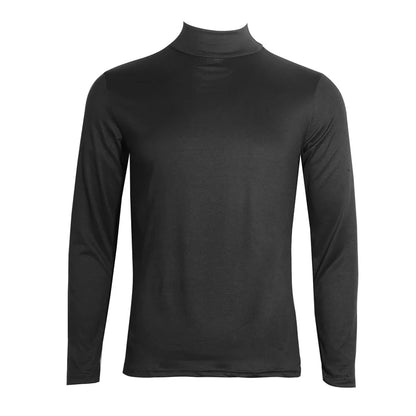 Men's Solid Color Turtleneck T-Shirt Spring Casual Long Sleeve Basic Bottoming Shirt Fashion Solid Color Slim-Fit Tops Plus Size