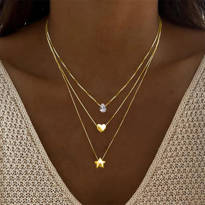 Classic Pendant Necklace for Women Micro Zircon Turkish Lucky Evil Eyes Palm Cross Pearl Multilayer Metal Chain Choker Jewelry