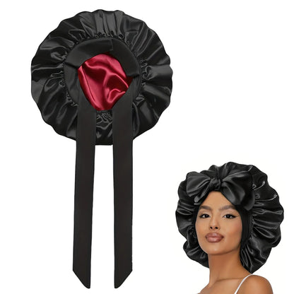 Silk Satin Hair Cap For Sleeping Bonnets For Women Round Haircare Women Headwear Night Hat Reversible Head Cover