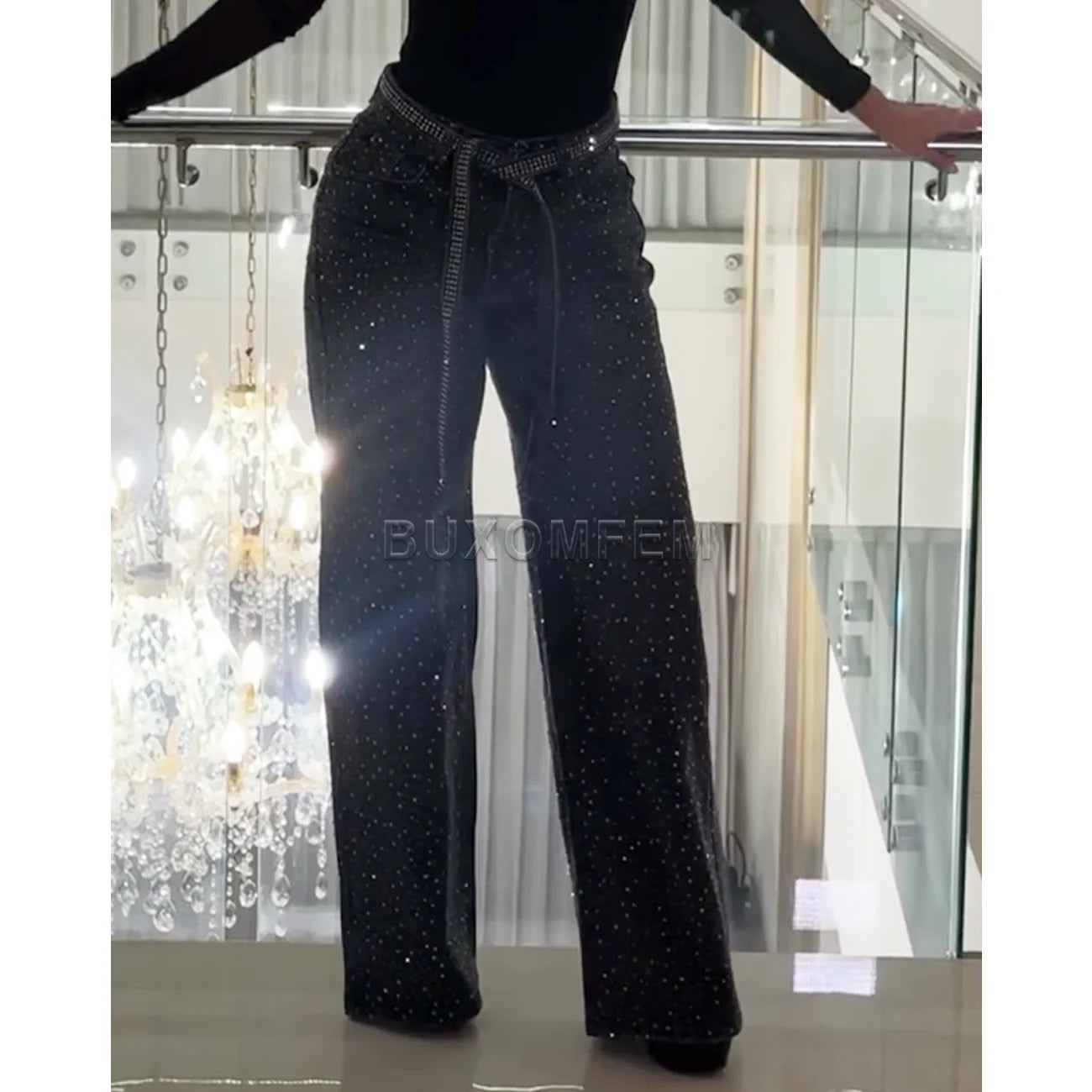 Women's Wide Leg Loose Jeans Drilled Straight Leg Pants 2026 Stylish Baggy Trousers Ladies Fashion Y2K Streetwear Outfit Bottoms