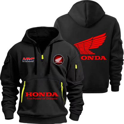 Honda zipper hoodie outdoor sports enthusiasts 2025 new men and women fashion half zipper pocket spring and autumn hoodie