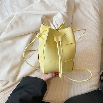 Summer New Fashion Mini Bags Women Design Korean Chic Woven Shoulder Crossbody PU Leather Handbag Hotgirl All-match Money Bag