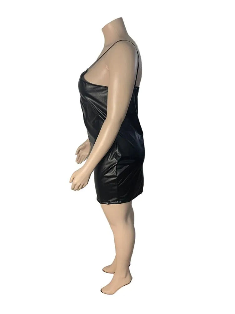 Plus Size Dresses 5xl Woman Clothing Plus Leather Bodycon Dress Pu Clubwear Sling Sexy Short Dress Wholesale Bulk Dropshipping