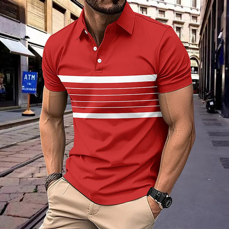 Fashion Striped Men's Polos T-Shirts Summer Short Sleeve 3d Printed Street Trend Male POLO T Shirt 6XL Large Size Casual Tops